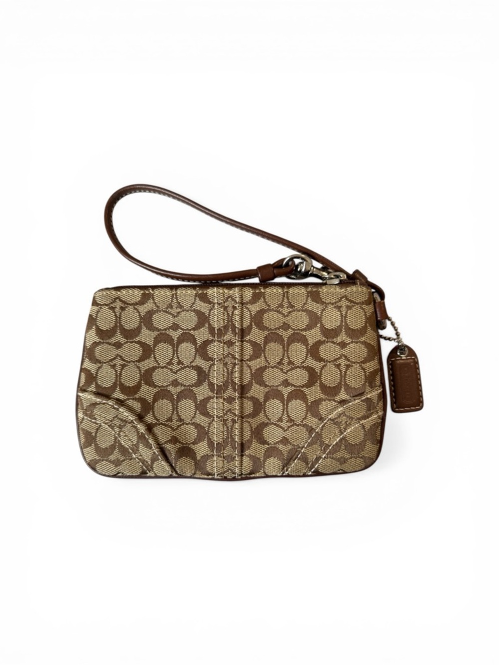 Coach Brown Signature Canvas Wristlet Clutch